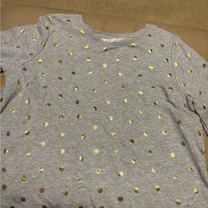 crown & ivy Gray Sweatshirt with Gold Polka Dots